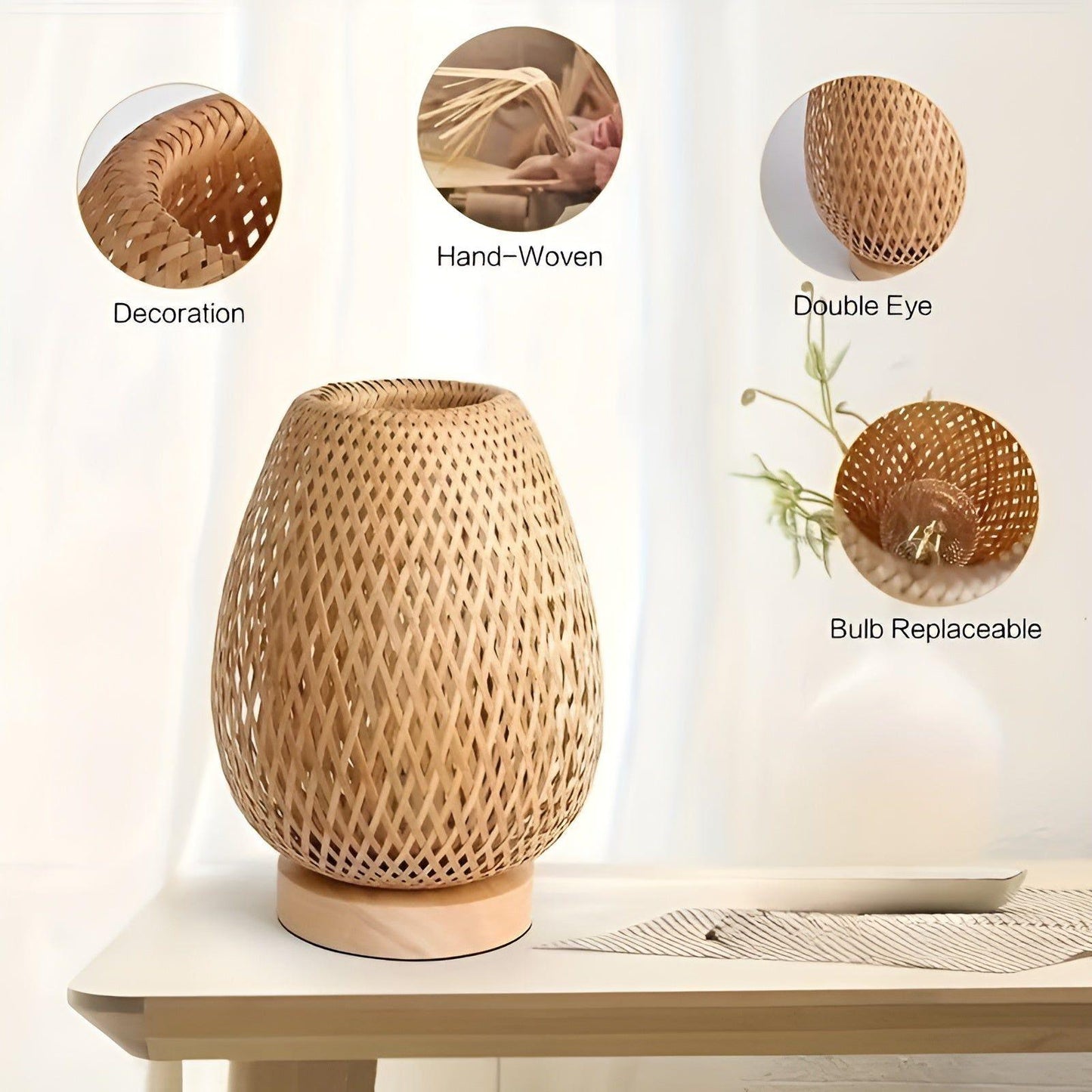 BowLift Aura Lamp: Bamboo USB-Powered Table Lamp for the Bedroom