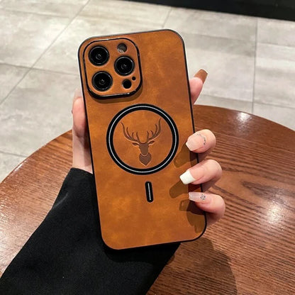 LZINA™ | Deer Leather iPhone Case MagSafe Wireless Charging