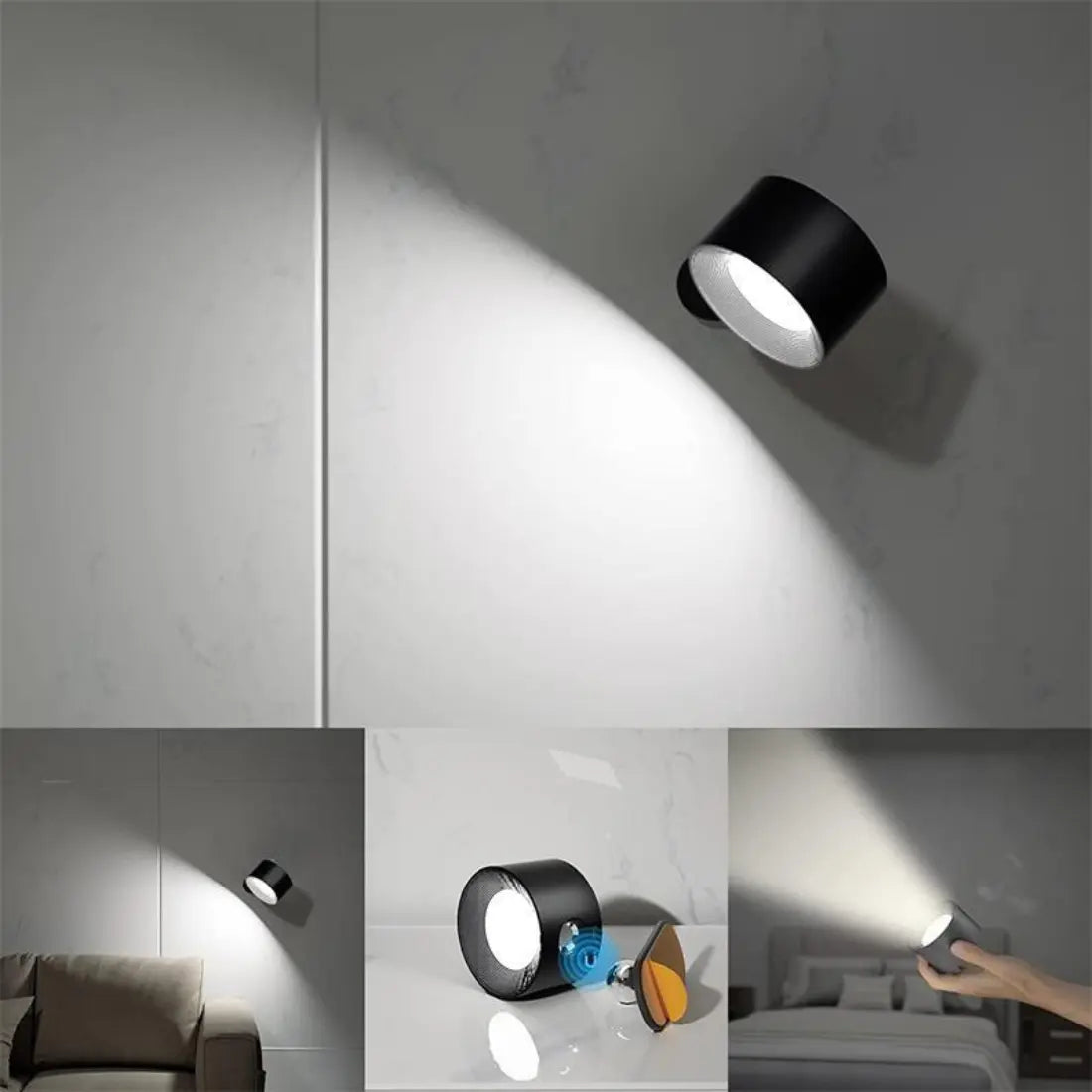 BowLift Wall Lamp - Rechargeable Wireless, 360° Rotating Light