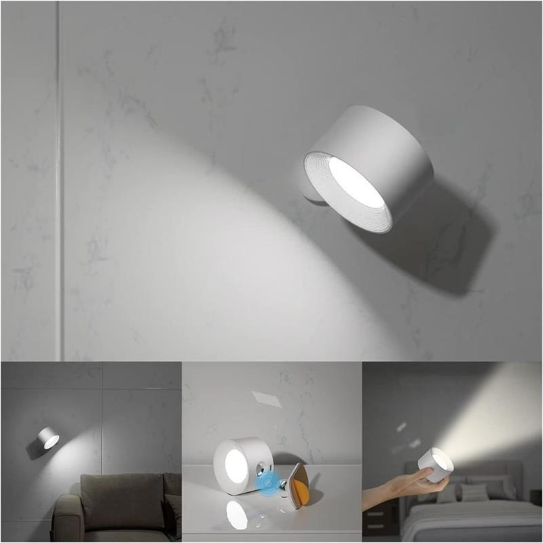 BowLift FlexiLamp – Wireless, Rechargeable Wall Light with 360° Rotating Head