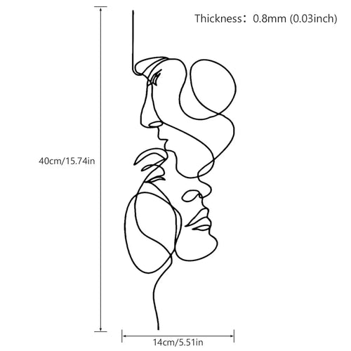 LZINA™ | Black Metal Wall Art Wall Decoration Abstract Iron Wall Sculpture Minimalist Face Line Home Decor Craftsmanship