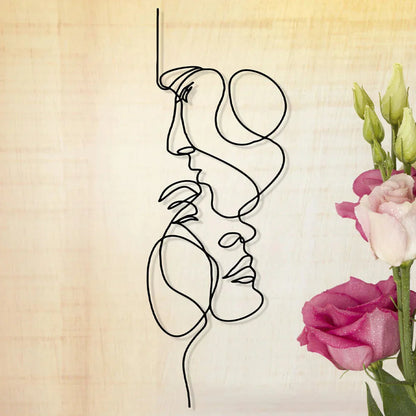 LZINA™ | Black Metal Wall Art Wall Decoration Abstract Iron Wall Sculpture Minimalist Face Line Home Decor Craftsmanship