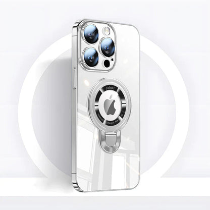 LZINA™ | iPhone MagSafe Series | Transparent electroplated rotating stand phone case