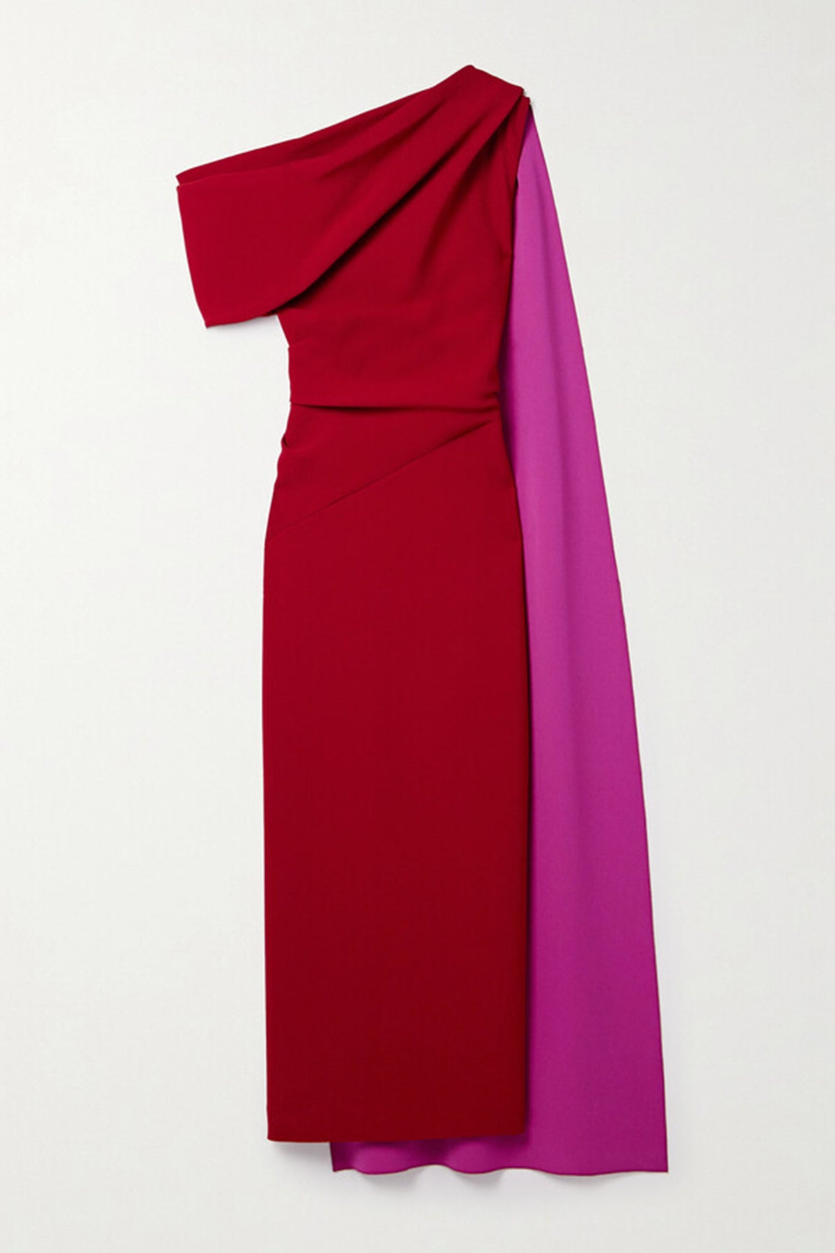 Women's Red One Shoulder Satin Evening Dress with Ruched Detail
