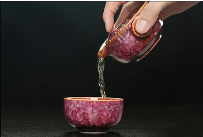 BowLift | Ceramic Gaiwan Set kuai ke Tea Set Camping Kung Fu Tea Set 1 Teapot 1 Cup Travel Teapot Coffee Cup Water Mug Office Kettle Drinking Utensils