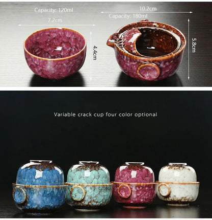 BowLift | Ceramic Gaiwan Set kuai ke Tea Set Camping Kung Fu Tea Set 1 Teapot 1 Cup Travel Teapot Coffee Cup Water Mug Office Kettle Drinking Utensils