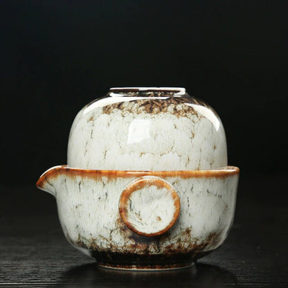BowLift | Ceramic Gaiwan Set kuai ke Tea Set Camping Kung Fu Tea Set 1 Teapot 1 Cup Travel Teapot Coffee Cup Water Mug Office Kettle Drinking Utensils