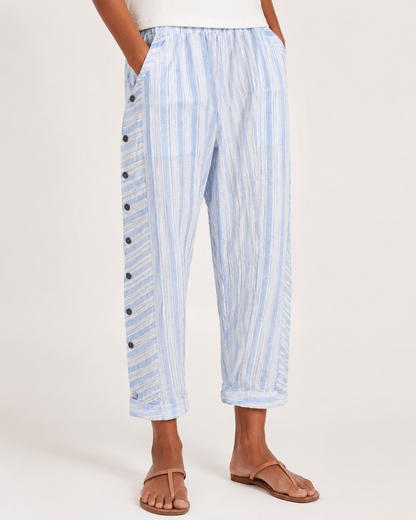 Women’s Side Button Straight Leg Trousers with Pockets