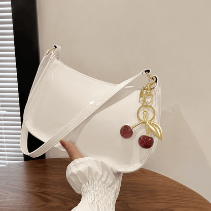 Women’s PU Leather Shoulder Bag with Cherry Pendant