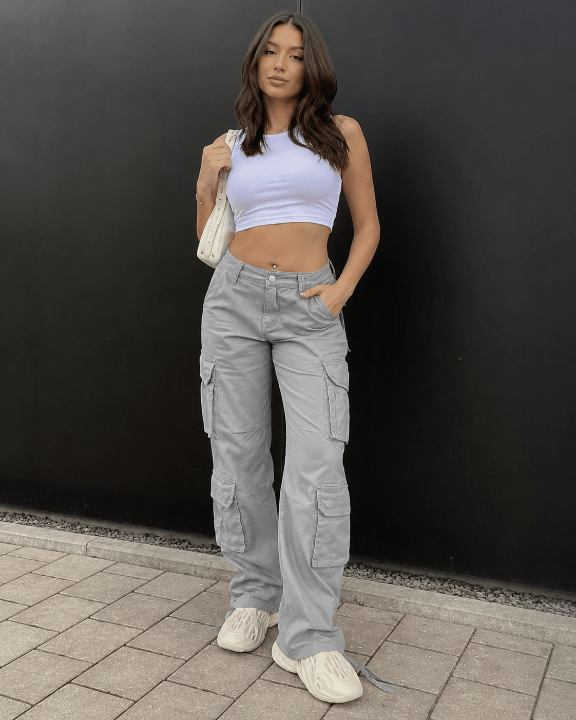 Women’s Low Waist Baggy Cargo Trousers Multi-Pocket Streetwear Pants