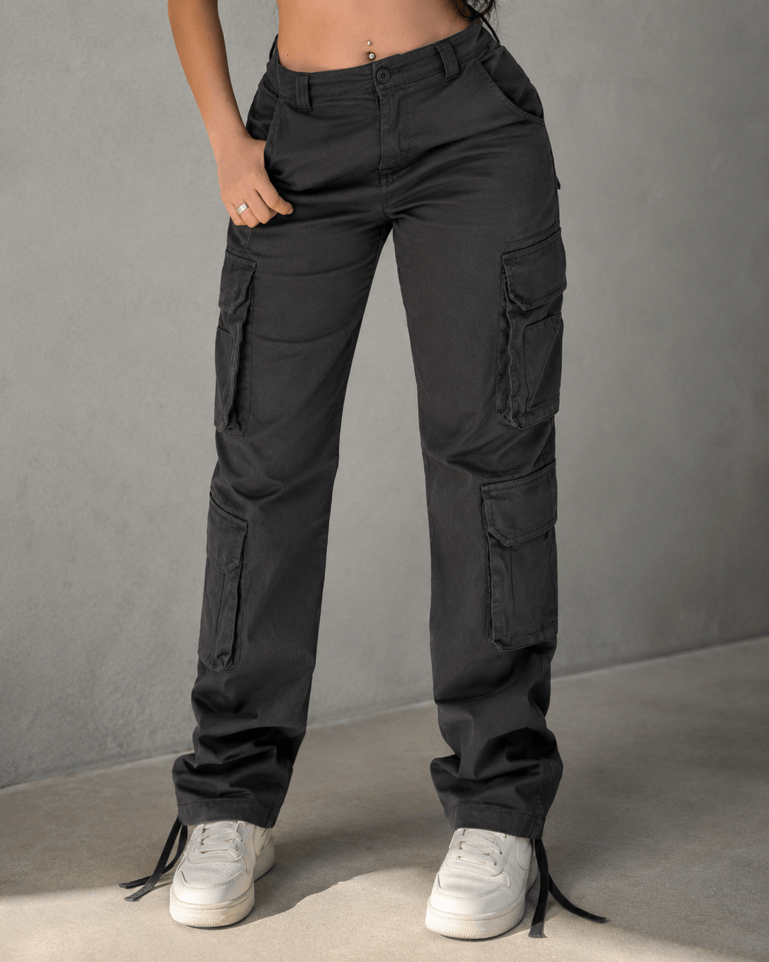 Women’s Low Waist Baggy Cargo Trousers Multi-Pocket Streetwear Pants