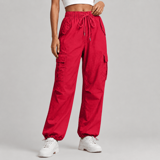 Women’s Elastic Waist Cargo Joggers Multi-Pocket Casual Trousers