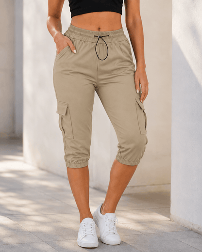 Women’s Capri Cargo Joggers Drawstring Cropped Summer Trousers
