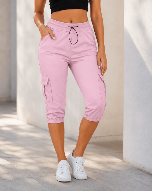 Women’s Capri Cargo Joggers Drawstring Cropped Summer Trousers