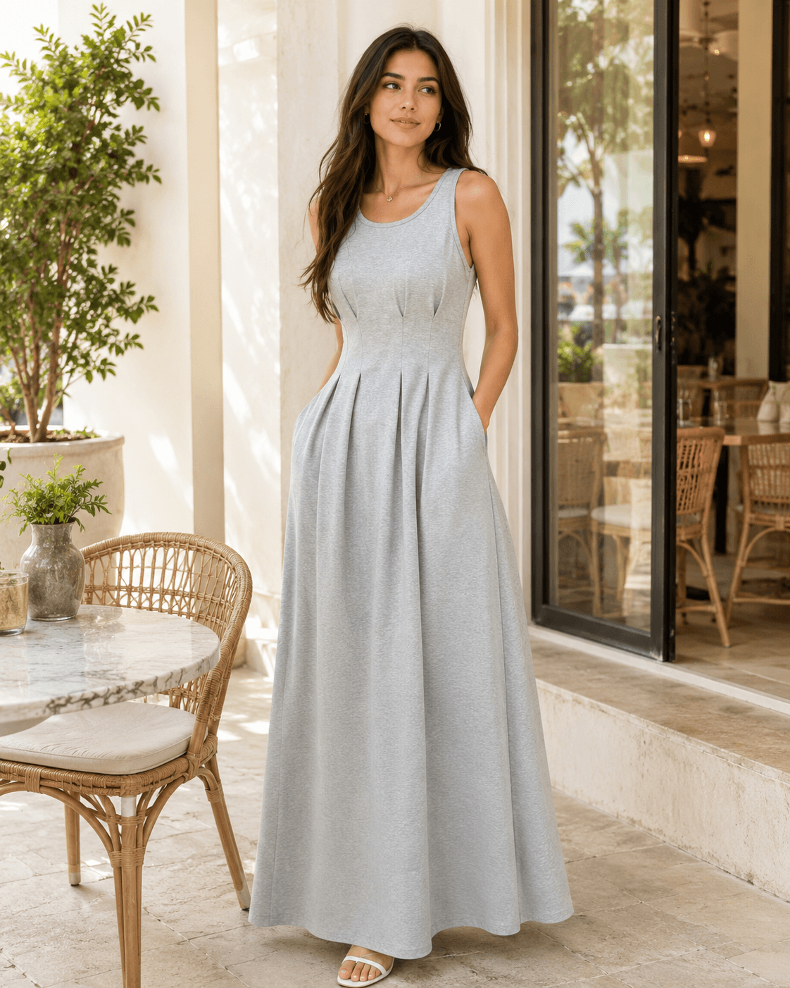 Women’s Sleeveless High Waist Maxi Dress