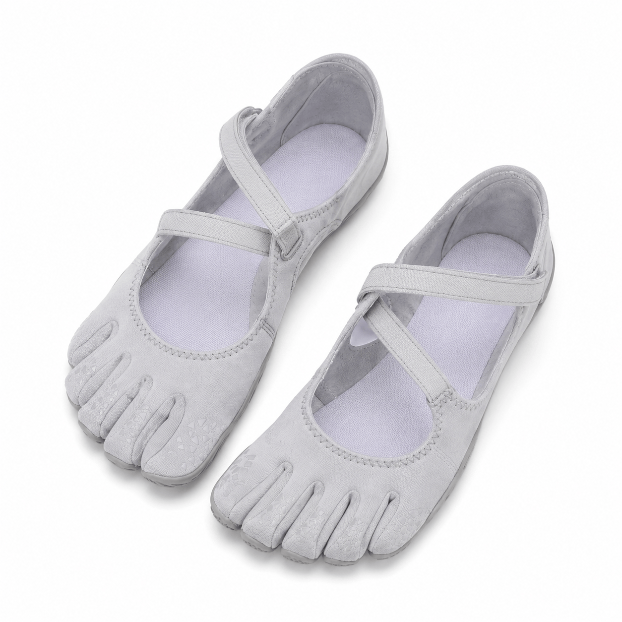 Women’s Five Toe Barefoot Flats with Elastic Strap, Cotton Upper and Rubber Sole