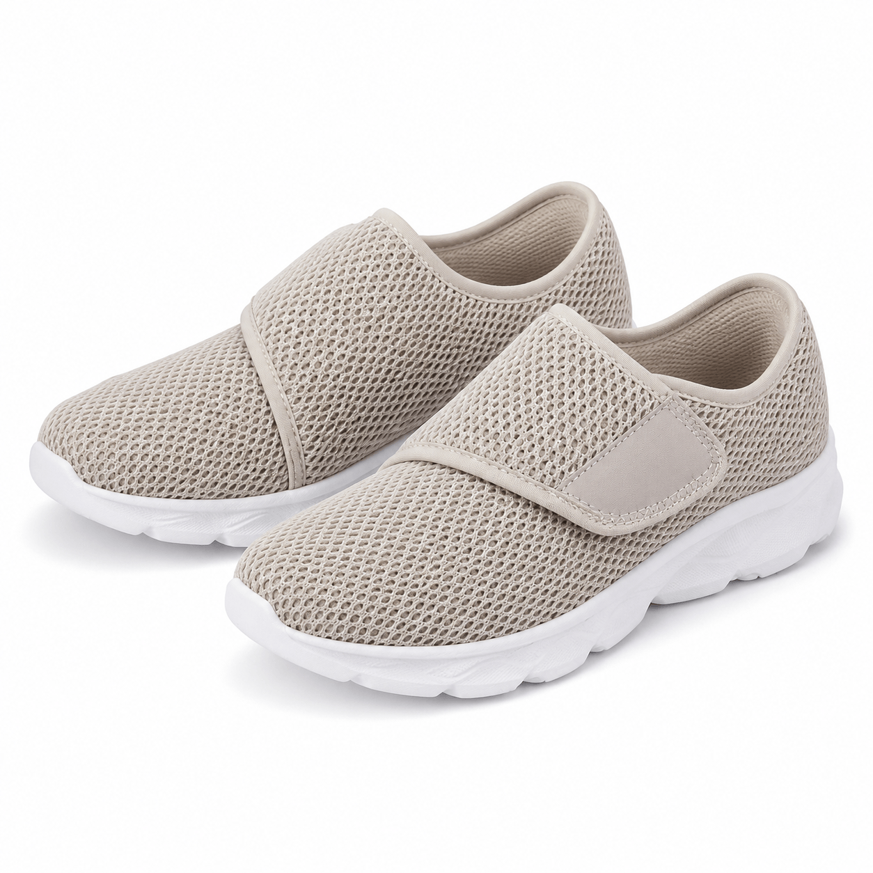 Women’s Black Wide Fit Slip On Walking Shoes with Hook and Loop Strap