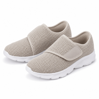 Women’s Black Wide Fit Slip On Walking Shoes with Hook and Loop Strap