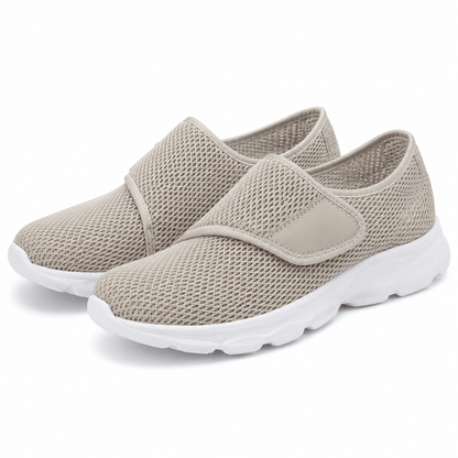 Women’s Black Wide Fit Slip On Walking Shoes with Hook and Loop Strap
