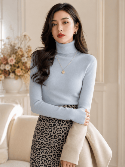 Women’s Slim Turtleneck Knit Jumper with Long Sleeves and Soft Stretch Fit