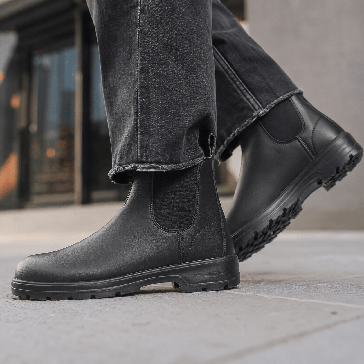 Men’s Waterproof Chelsea Boots Wide Fit Faux Leather Ankle Boots