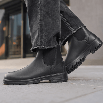 Men’s Waterproof Chelsea Boots Wide Fit Faux Leather Ankle Boots