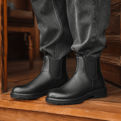 Men’s Waterproof Chelsea Boots Wide Fit Faux Leather Ankle Boots