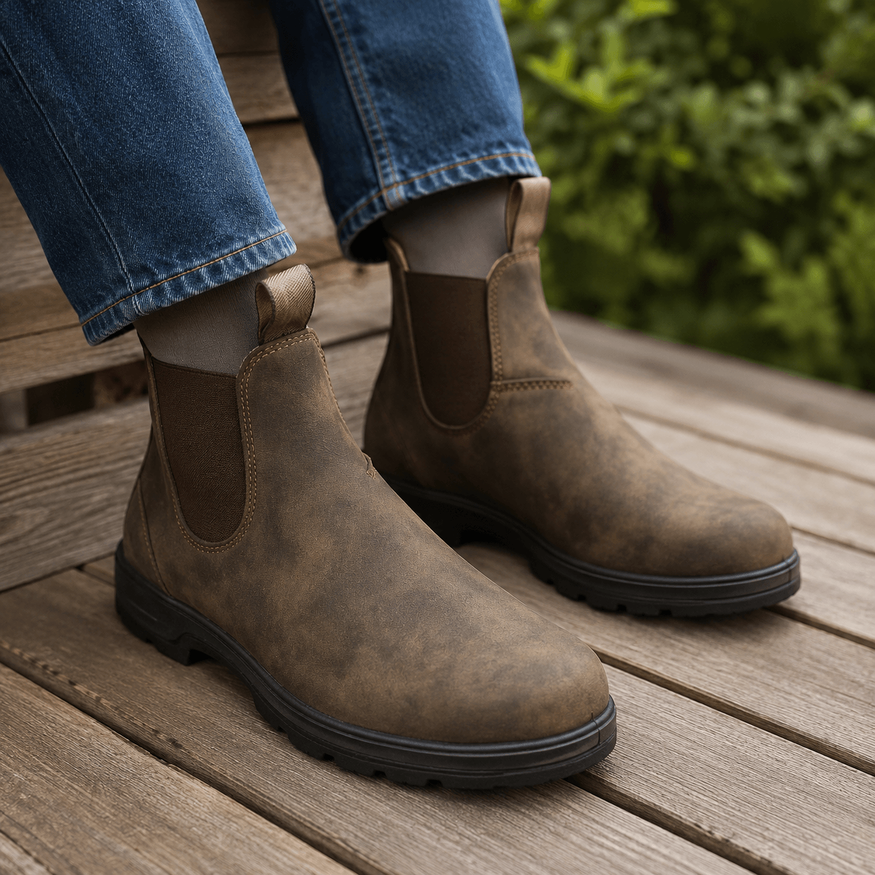 Men’s Waterproof Chelsea Boots Wide Fit Faux Leather Ankle Boots