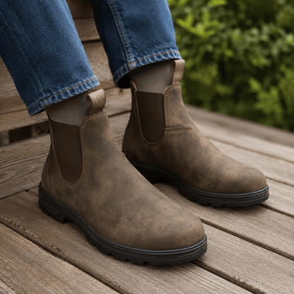 Men’s Waterproof Chelsea Boots Wide Fit Faux Leather Ankle Boots