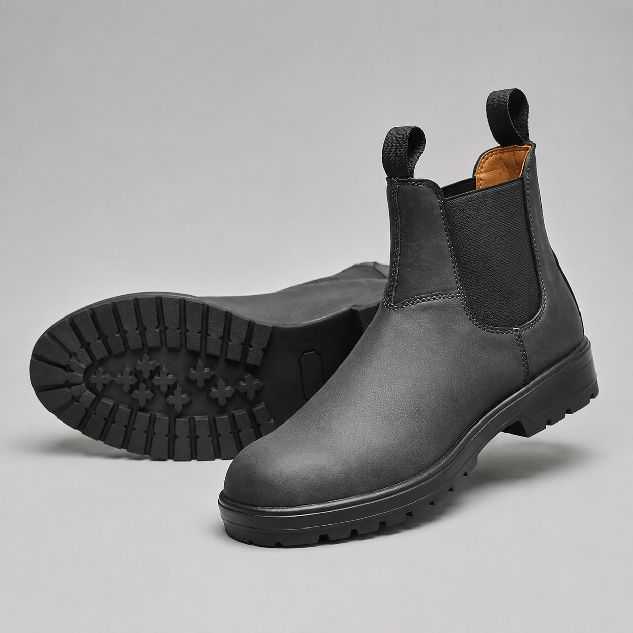 Men’s Waterproof Chelsea Boots Wide Fit Faux Leather Ankle Boots