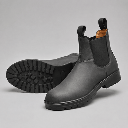 Men’s Waterproof Chelsea Boots Wide Fit Faux Leather Ankle Boots