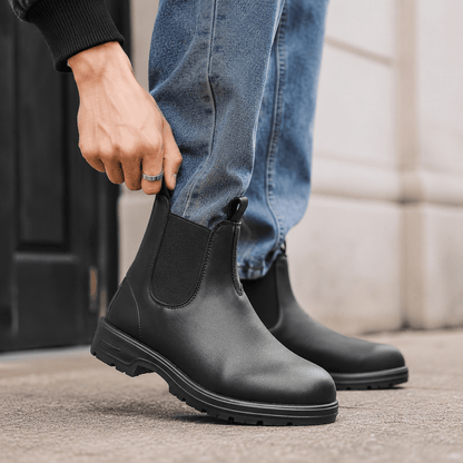 Men’s Waterproof Chelsea Boots Wide Fit Faux Leather Ankle Boots
