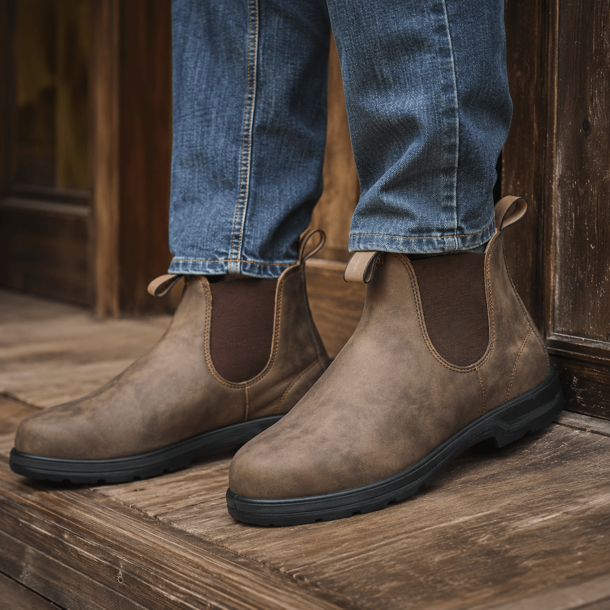 Men’s Waterproof Chelsea Boots Wide Fit Faux Leather Ankle Boots