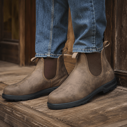Men’s Waterproof Chelsea Boots Wide Fit Faux Leather Ankle Boots