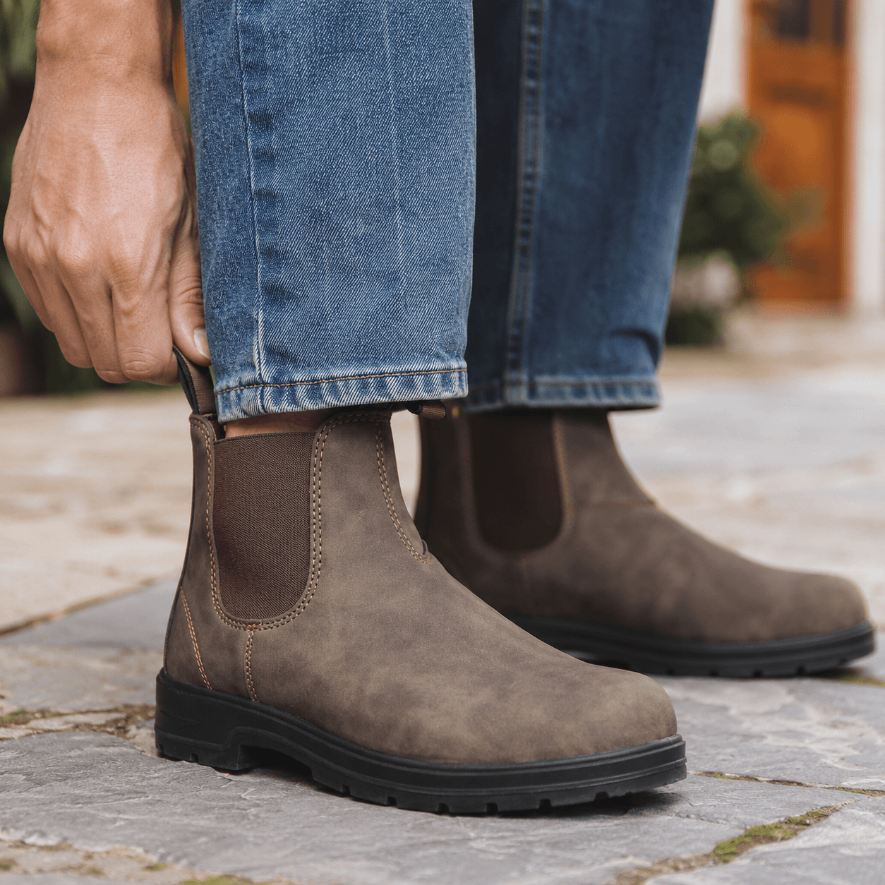Men’s Waterproof Chelsea Boots Wide Fit Faux Leather Ankle Boots