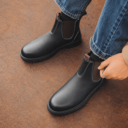 Men’s Waterproof Chelsea Boots Wide Fit Faux Leather Ankle Boots