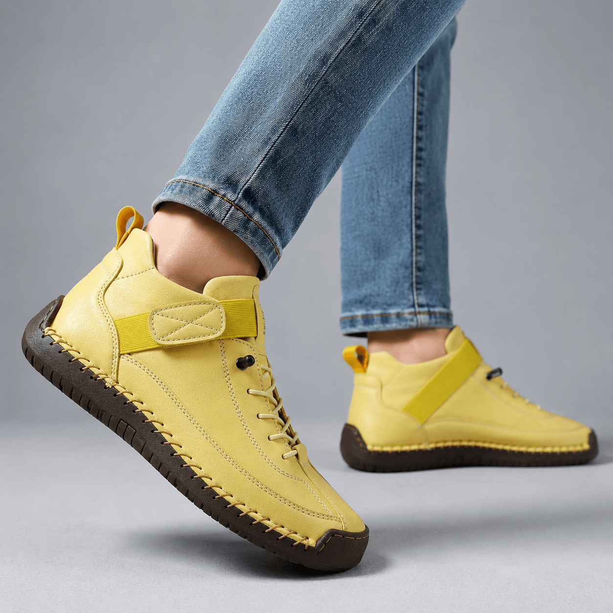 Women’s Wide Fit Leather Lace Up Ankle Shoes Waterproof Casual Boots