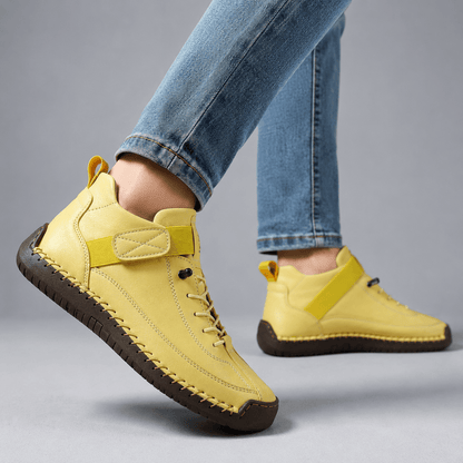 Women’s Wide Fit Leather Lace Up Ankle Shoes Waterproof Casual Boots