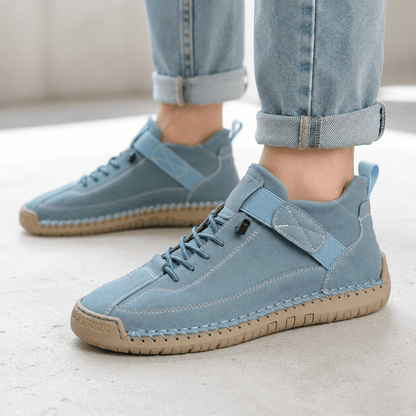 Women’s Wide Fit Leather Lace Up Ankle Shoes Waterproof Casual Boots