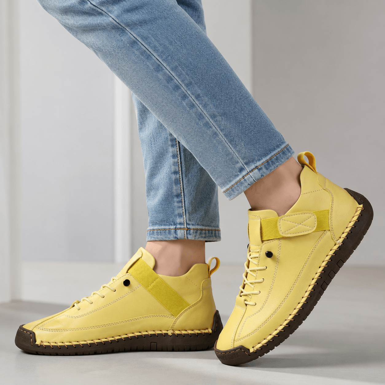 Women’s Wide Fit Leather Lace Up Ankle Shoes Waterproof Casual Boots