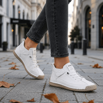 Women’s Wide Fit Leather Lace Up Ankle Shoes Waterproof Casual Boots