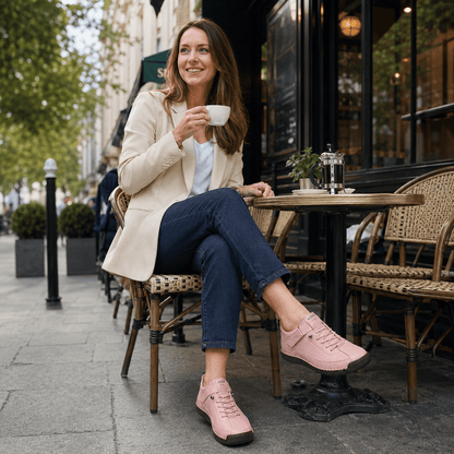 Women’s Wide Fit Leather Lace Up Ankle Shoes Waterproof Casual Boots