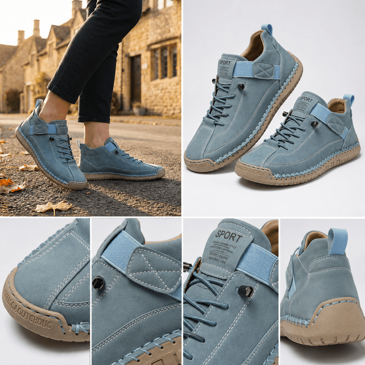 Women’s Wide Fit Leather Lace Up Ankle Shoes Waterproof Casual Boots