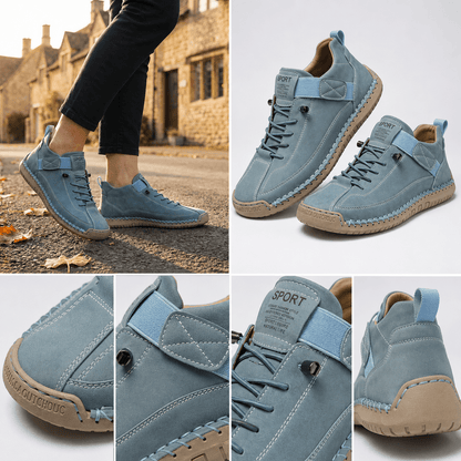 Women’s Wide Fit Leather Lace Up Ankle Shoes Waterproof Casual Boots