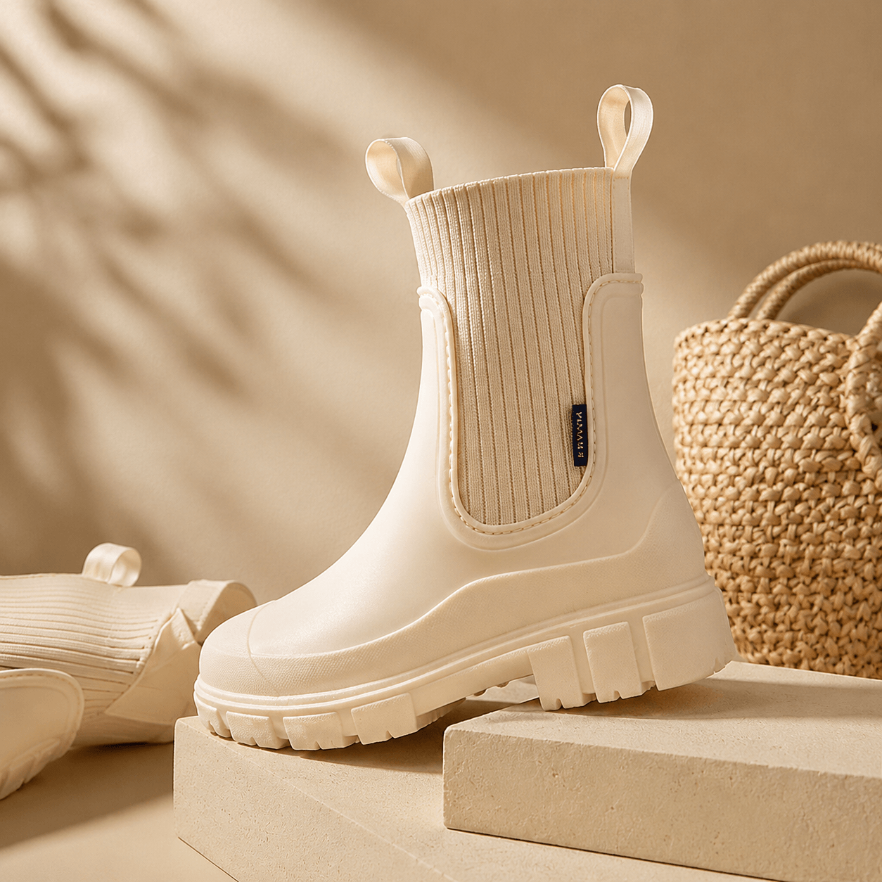 Women’s Waterproof Chelsea Rain Boots Chunky Sole Ankle Boots