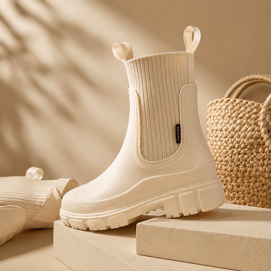 Women’s Waterproof Chelsea Rain Boots Chunky Sole Ankle Boots
