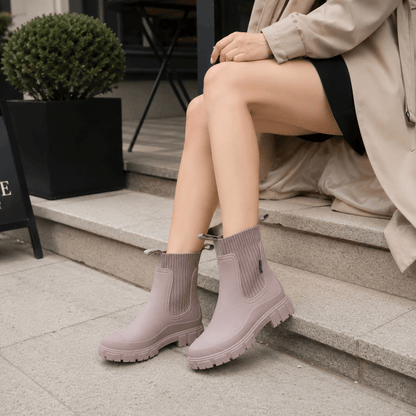 Women’s Waterproof Chelsea Rain Boots Chunky Sole Ankle Boots