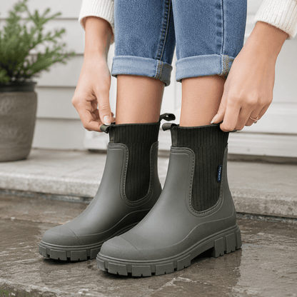 Women’s Waterproof Chelsea Rain Boots Chunky Sole Ankle Boots