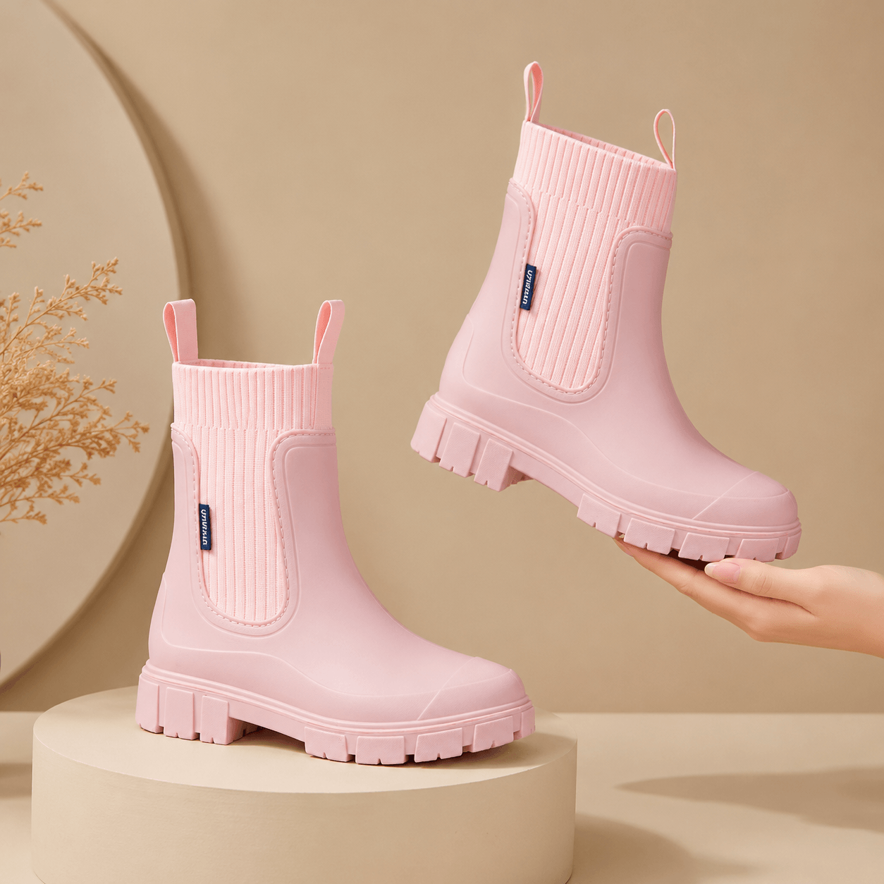 Women’s Waterproof Chelsea Rain Boots Chunky Sole Ankle Boots