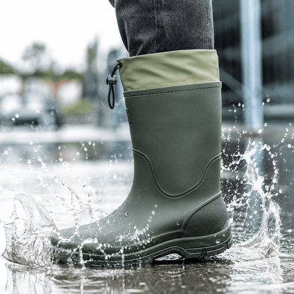 Men’s Waterproof Wellington Boots Mid Calf Rain Boots Round Toe